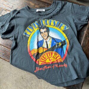 Daydreamer Womens T-Shirt Elvis Presley Logo Cotton Short Sleeve Black Size XS